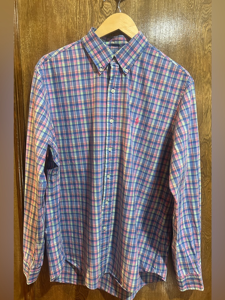 Ralph Lauren Women’s Plaid Oxford Shirt L Multicolor - Pink Pony